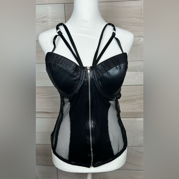 Black Strappy Mesh Corset Top. Size XL. - Picture 1 of 5